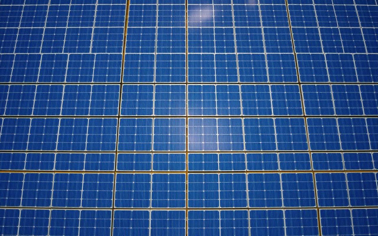 Close-up of a solar photovoltaic array